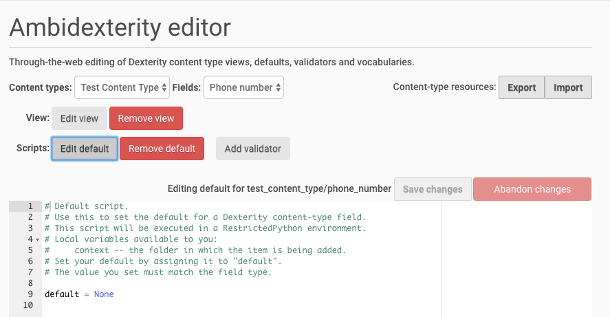 Editing a dynamic default.